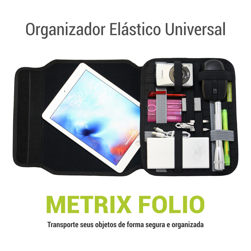Organizador Metrix Posher Elástico Universal para Transportar Cosméticos, Dispos. Eletrônicos FOLIO