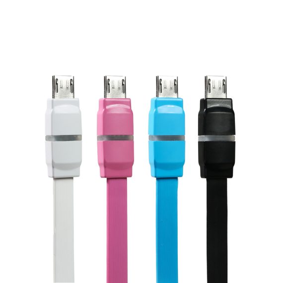 Cabo Flat Micro USB para USB LED Indicador de Carga Breathe1M Pink